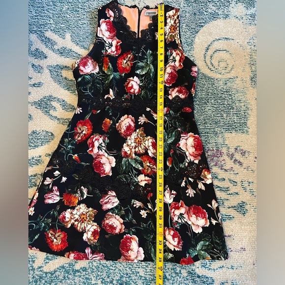 Chelsea 28 Black Foxie Floral Lace Trim Mini Dress size L - Picture 6 of 10